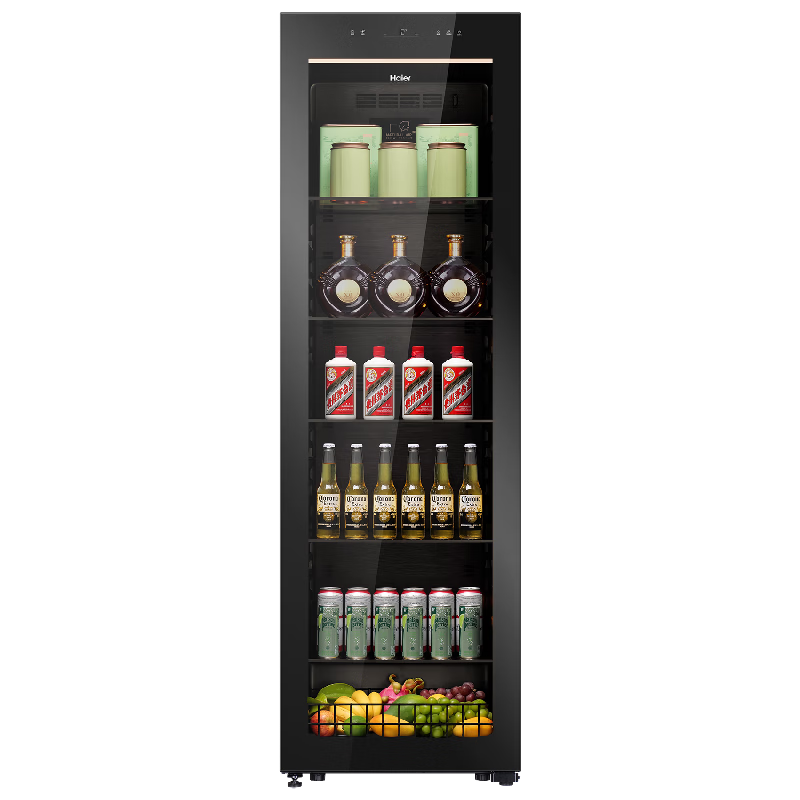 Haier 378L Ice Bar Home Refrigerator Fresh Cabinet Living Room Large Capacity Exquisite Small Refrigerator Small Freezer Air-cooled Frost-free First-Class Energy Saving JC-378WGHESD1 Price Guarantee 618