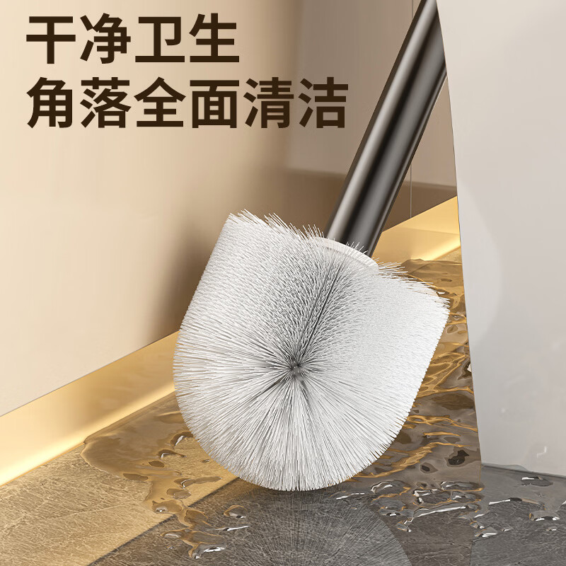 Yingsuyu Suction Cup Toilet Brush Set Home No Dead Angle Bathroom Wall-mounted No-Punch Toilet Cleaning Brush Toilet Cleaning Artifact Gun Ash 1 Pack (Toilet Brush + Gap Brush + Storage Rack)