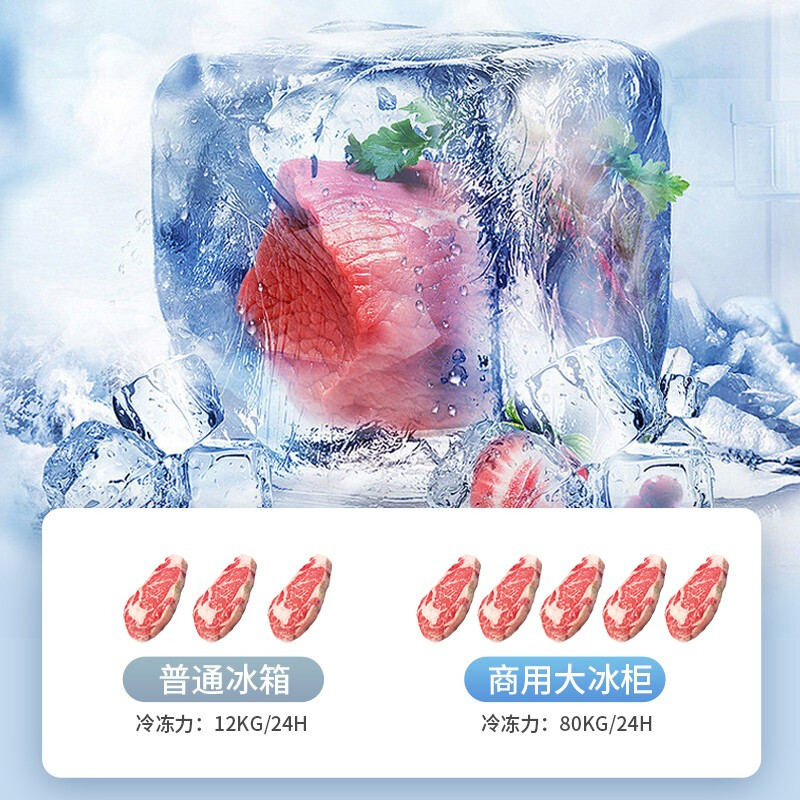 Bingnuoxi Freezer Commercial Large Capacity Freezer Household Horizontal Freezer Large Capacity Refrigerated Freezer Display Cabinet Commercial Freezer Commercial Freezer 528 Single Temperature Copper Tube 1260*630*850