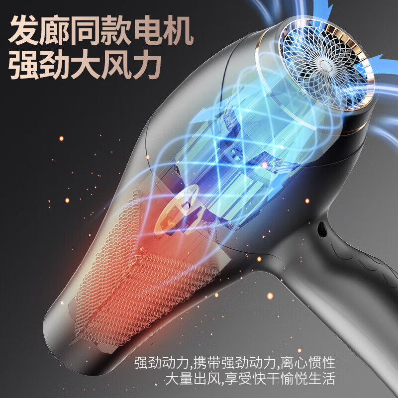 100w+ sold Feipu hair dryer for home use, silent, high-power, non-damaging, high-speed hair dryer, hair salon hair care, constant temperature blue light, negative ion home hair dryer, 3800W starry sky gray, powerful and high-end, hair salon home customization