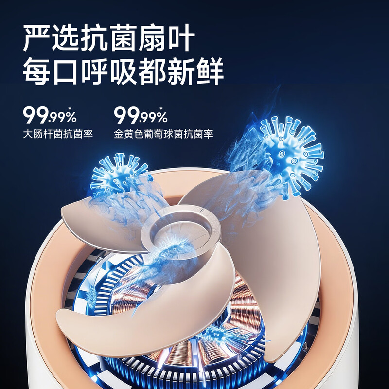 Skyworth Whole House Mosquito Repellent Air Circulation Fan Household Electric Fan Floor Fan 2026 New Large Air Volume Voice Remote Control Energy-Saving Bedroom Living Room Antibacterial Fan Q596A Apricot Velvet White
