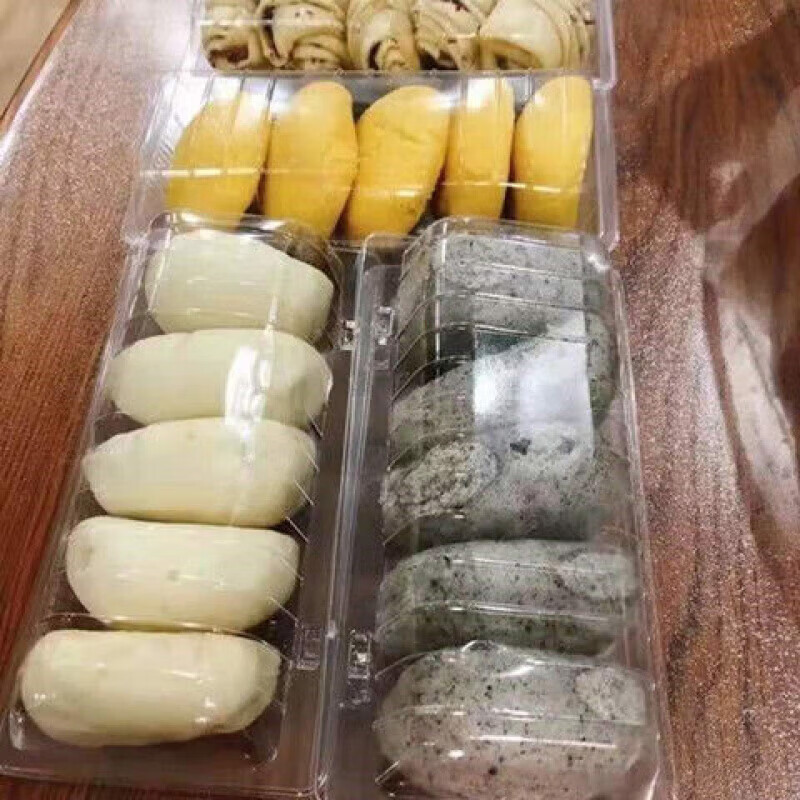 Junmo strip type steamed bun packaging box disposable transparent plastic 3.5 xiaolongbao steamed bun takeaway packaging box 5 5 round lid steamed bun box 100 pieces
