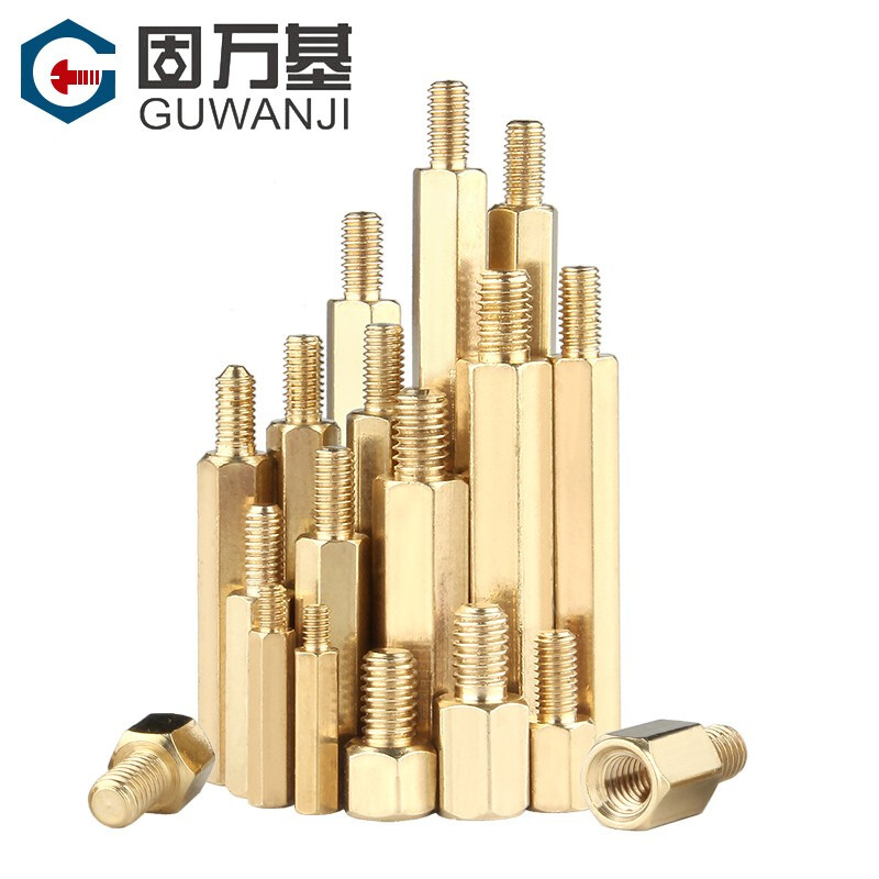 Guwanji single-pass hexagonal copper column single-head stud chassis motherboard screw isolation column circuit board wiring support column copper column M2*3.5+3 50 pieces