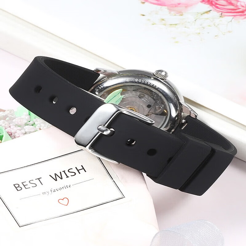 Universal silicone rubber watch strap black suitable for Casio Citizen Armani ck Tissot dw men's and women's wristband (C24) dark blue strap 16mm