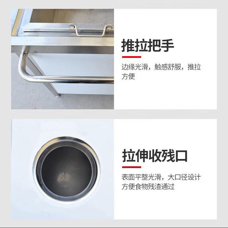 Haikodi swill garbage truck, stainless steel waste collection truck, food collection table waste cabinet, commercial kitchen canteen tableware storage and classification mobile recycling table, three compartments 2200x900x850, ready to ship quickly - supports customization - free invoicing