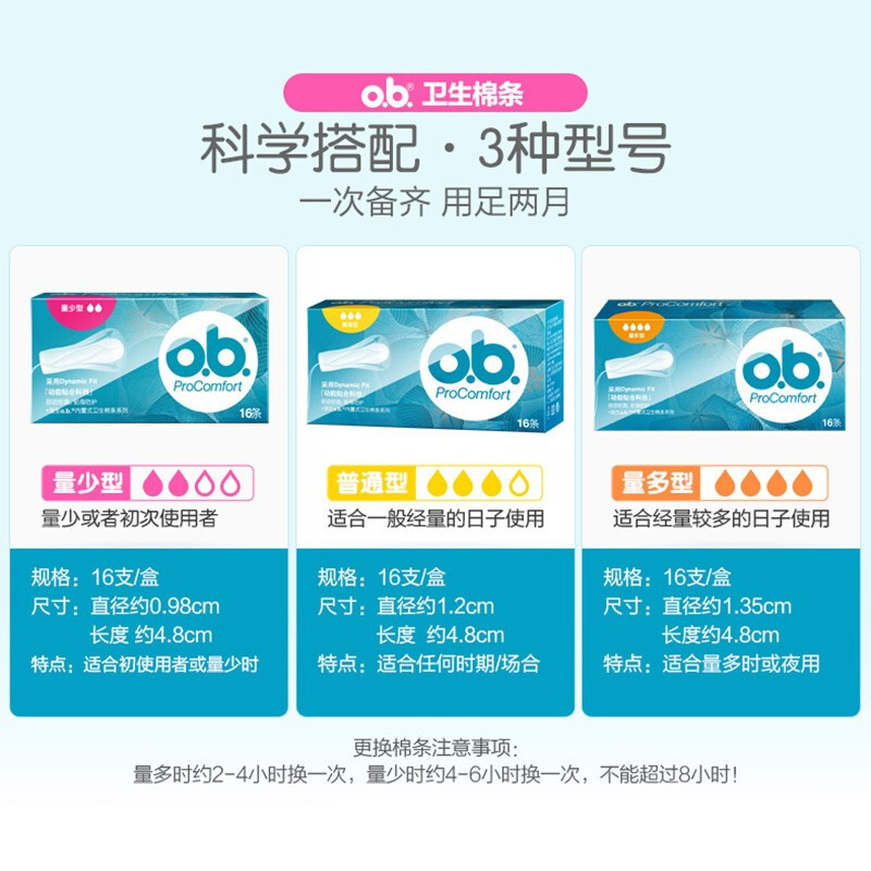 O.b.OB tampon tampon tampon day and night swimming leak-proof sanitary napkin built-in aunt sanitary napkin menstruation low volume type 16 pieces * 5 boxes