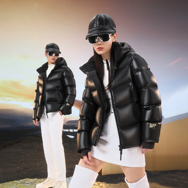 Govan Black Gold Goose Down Jacket Pioneer 4.0 Five-Grid Unisex Short Winter Fashion Down Jacket Black M
