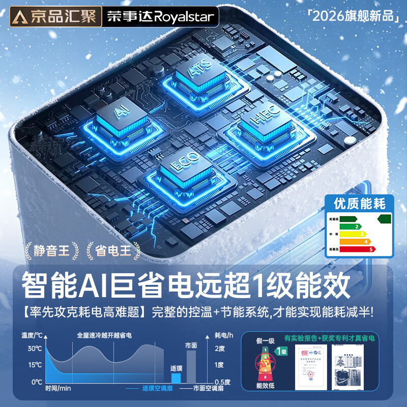 Royalstar Official Direct Sales丨3C Ice Wind Refrigeration Mobile Air Conditioning Kitchen Air Conditioning Compressor Single Cooling Vertical Air Conditioning All-in-One Household Installation-free Air Conditioning Fan 1.5 HP 1 HP Single Cooling Nationwide Warranty丨Applicable to Small Areas