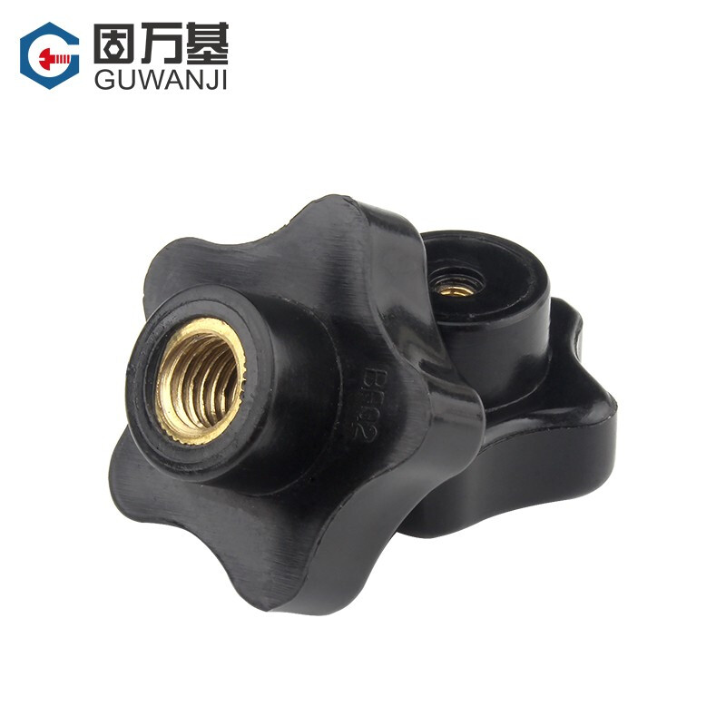 Guwanji copper tooth plum blossom handle nut rubber head star knob screw thumb nut handle star handle screw nut M5 five-star outer diameter 21 (blind hole/copper core) 10 pieces