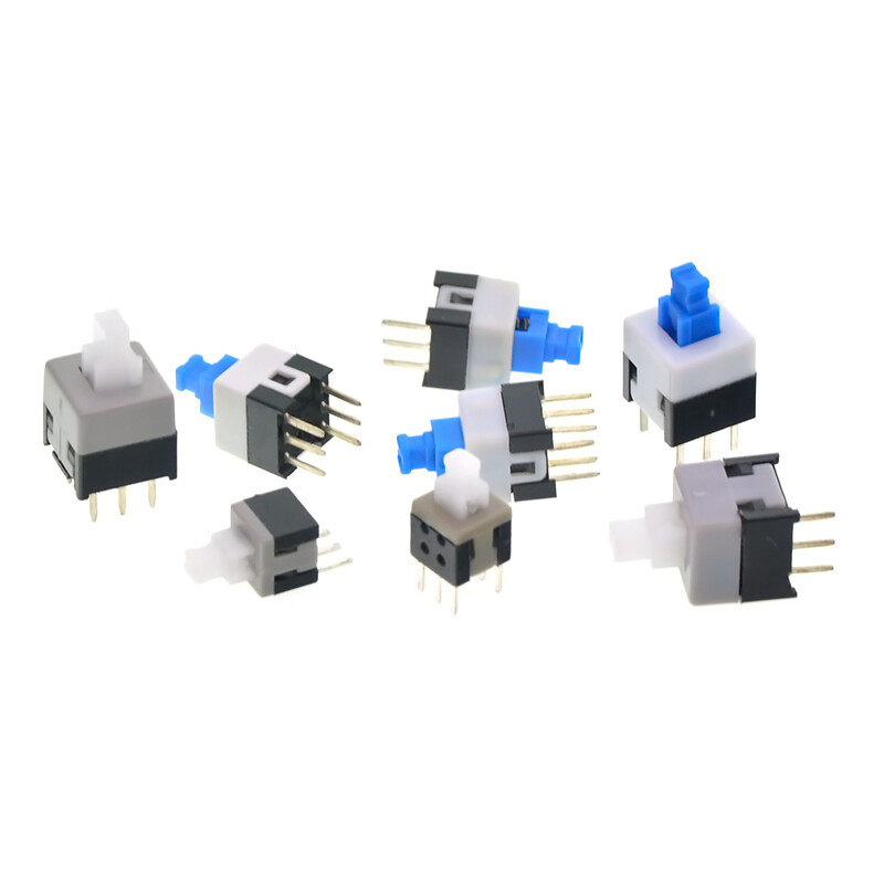 TaoTimeClub push button switch 5.8*5.8-8.5*8.5MM self-locking lockless switch 10 pcs 7*7MM self-locking switch single row/3 feet (10 pcs)
