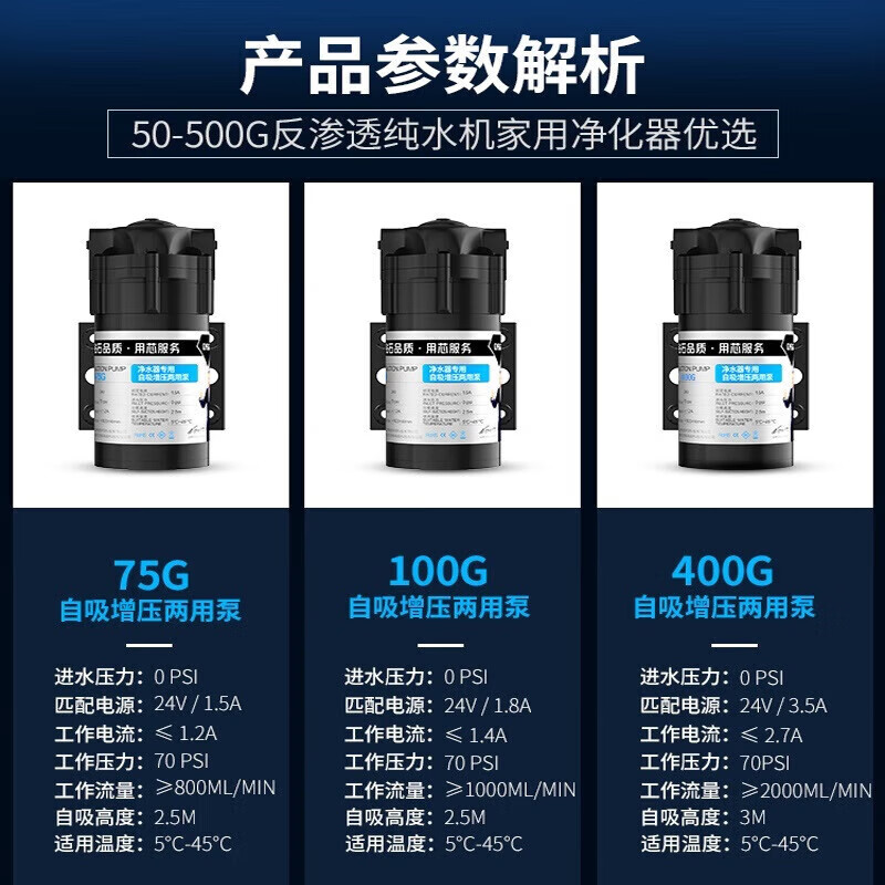 Drill core water purifier water pump 75G400G pure water machine 24V motor household water pumping booster self-priming pump universal accessories self-priming booster dual-purpose pump-400G flow