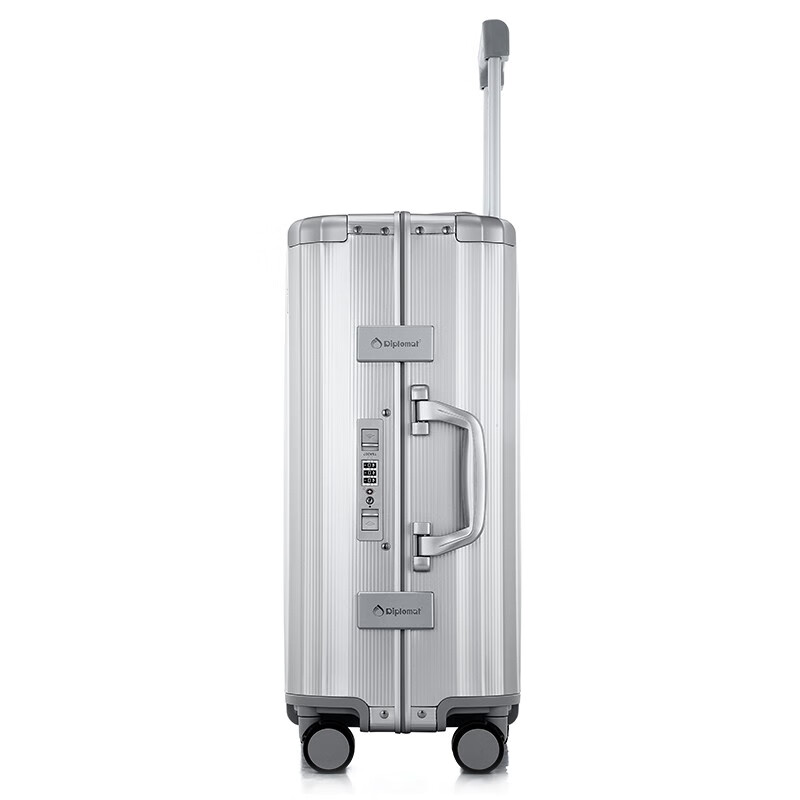 Diplomat diplomat suitcase, high-looking aluminum-magnesium alloy men and women business trip student trolley case TL-2505 silver 20 inches - suitable for short distances and can be boarded