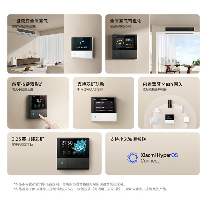 Xiaomi central air conditioner, multi-split, single wind wheel, 6 HP, one to five, super first-class energy efficiency, 140Wn-OC30/N5C1, ten-year warranty for the whole machine, three rows of copper tubes