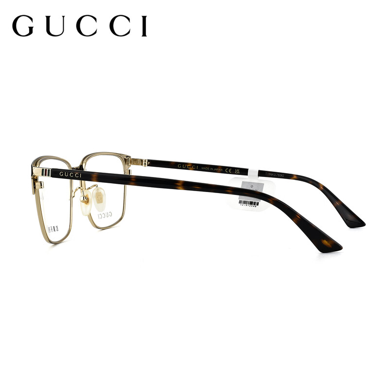 Gucci (GUCCI) glasses frame men's business eyebrow frame myopia glasses anti-blue light astigmatism women's square frame slimming GG0756OA GG0756OA-002 black gold single frame (frame only - can be tried on)