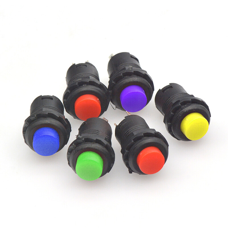 TaoTimeClub DS-428/427 round button switch with locking self-locking non-locking self-reset button 12MM self-locking yellow button (2 pieces)