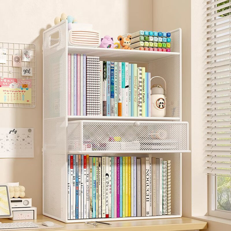 XAOIMI subject classification storage rack desktop book desk organizer multi-layer bookshelf office data file storage rack plain and elegant white shipped in one package
