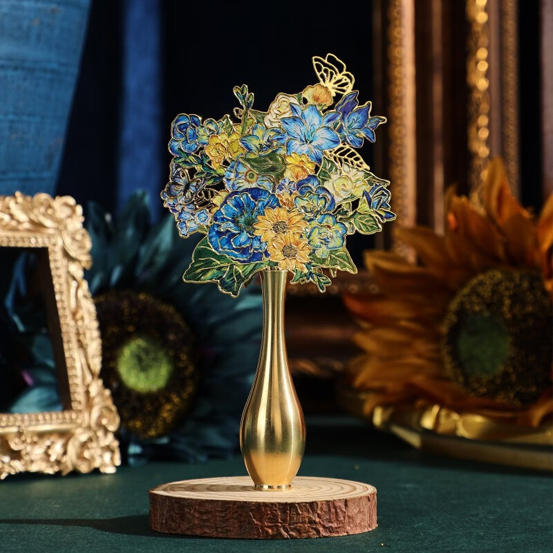 Jiamo retro oil painting bookmark gift box teacher thank you gift high-end exquisite metal vase bookmark high-value Van Gogh cultural and creative souvenirs Teacher's Day practical back-to-school gift for teachers