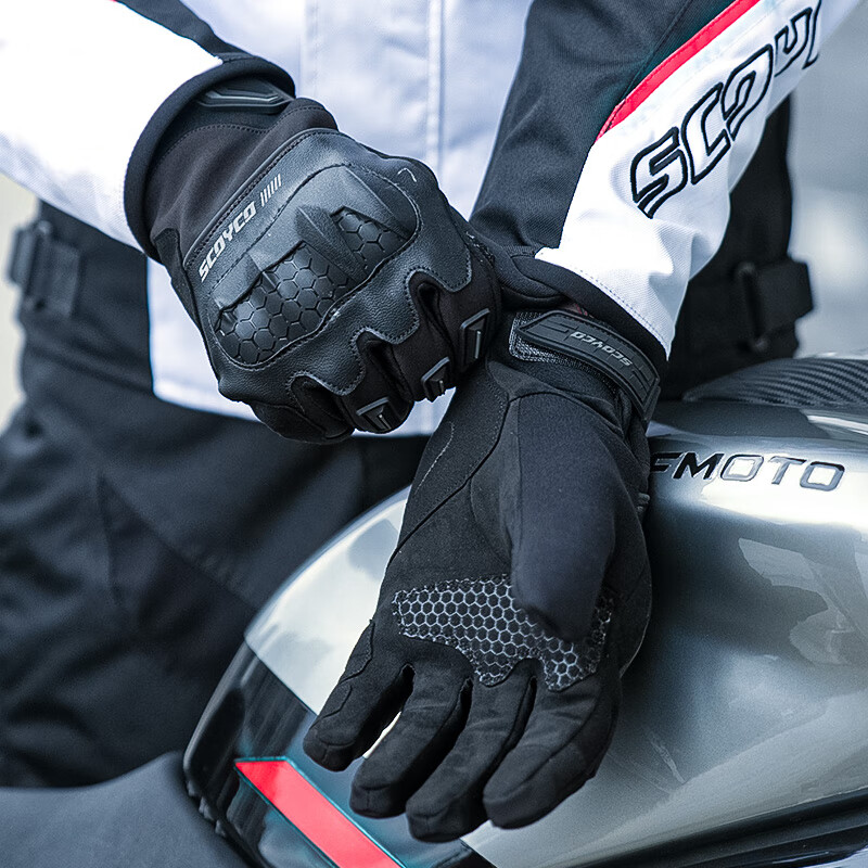 SCOYCO motorcycle riding gloves, autumn and winter waterproof, warm and anti-fall touch screen riding gloves for men and women motorcycle racing riders