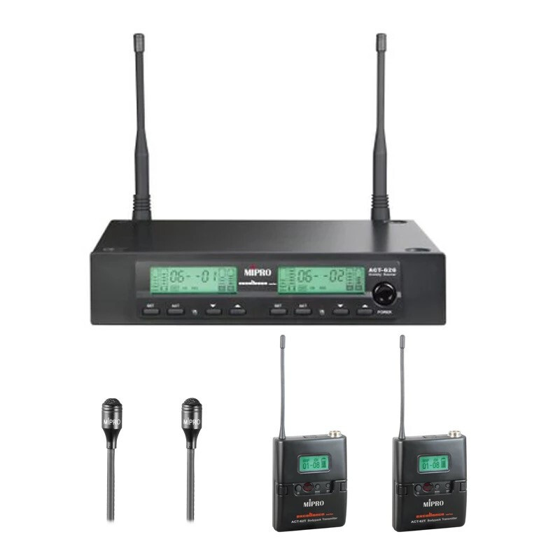 MIPRO ACT-626II dual-channel anchor live broadcast professional wireless microphone lavalier microphone one-to-two conference stage performance singing K handheld set