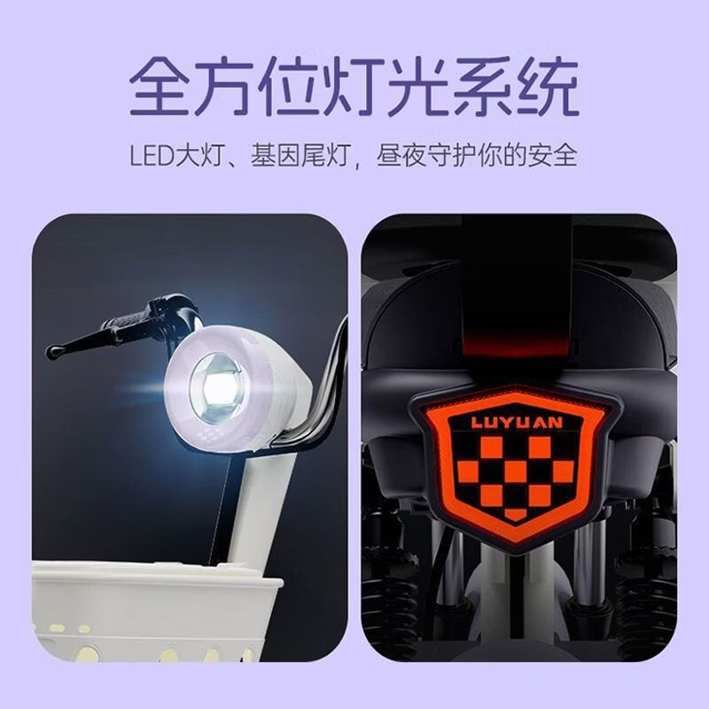Luyuan's new national standard electric vehicle with long range electric bicycle 48V21A commuting lead-acid battery vehicle for boys and girls, Samurai Black, liquid-cooled patented motor, 10-year warranty, 48V21A Chaowei lead-acid battery has a range of about 80KM