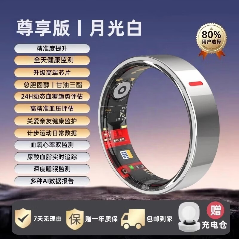 New non-invasive blood sugar and blood pressure smart ring, sleep, blood oxygen, heart rate, multiple exercise modes, waterproof photo ring, Yaoshi Black No. 11