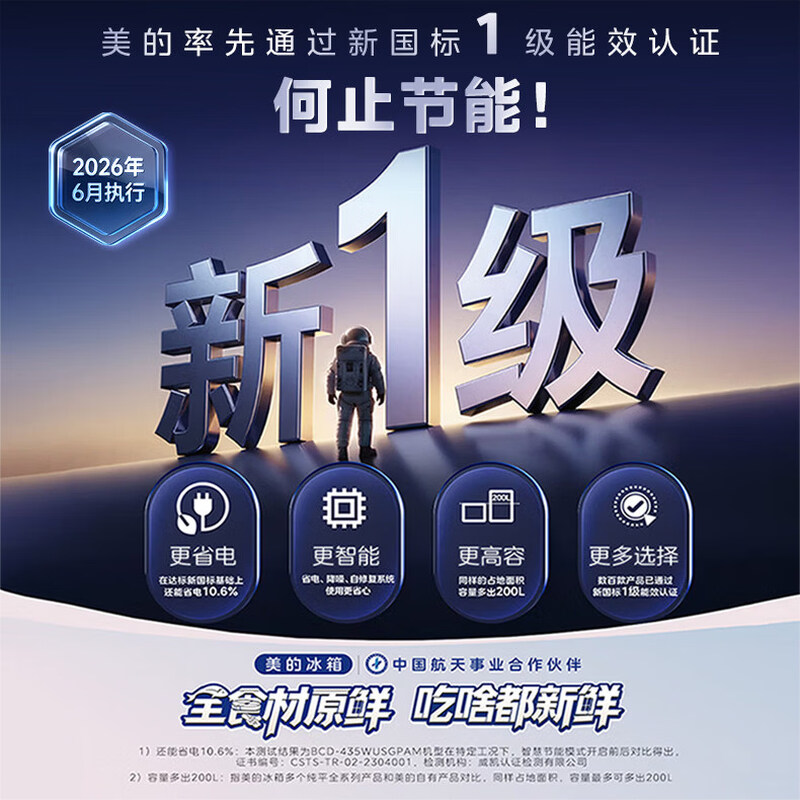 Midea Machine Emperor 2.0 541 upgraded cross-door refrigerator dual-clean dual system 2.0 ultra-thin embedded new level of energy efficiency trade-in MR-541WUSJDPZE Streamer Dai