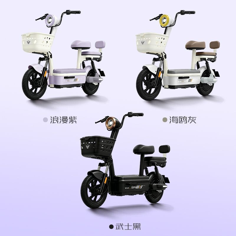 Luyuan's new national standard electric vehicle with long range electric bicycle 48V21A commuting lead-acid battery vehicle for boys and girls, Samurai Black, liquid-cooled patented motor, 10-year warranty, 48V21A Chaowei lead-acid battery has a range of about 80KM
