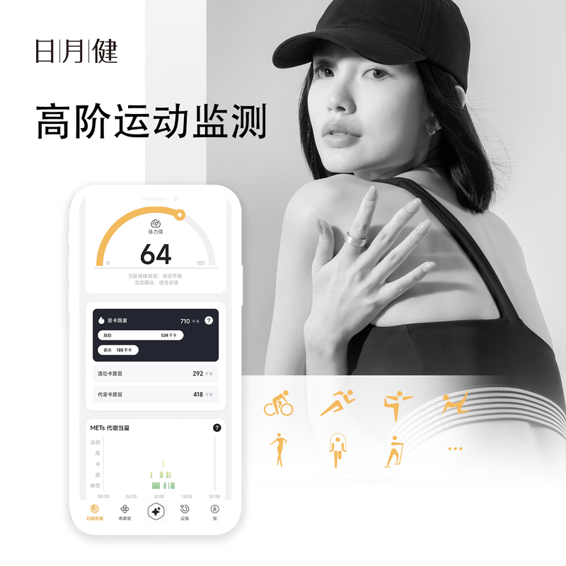 Riyuejian Smart Ring Menstrual Period Emotional Health Blood Oxygen Calories Sleep Exercise Sedentary Monitoring AI Ring
