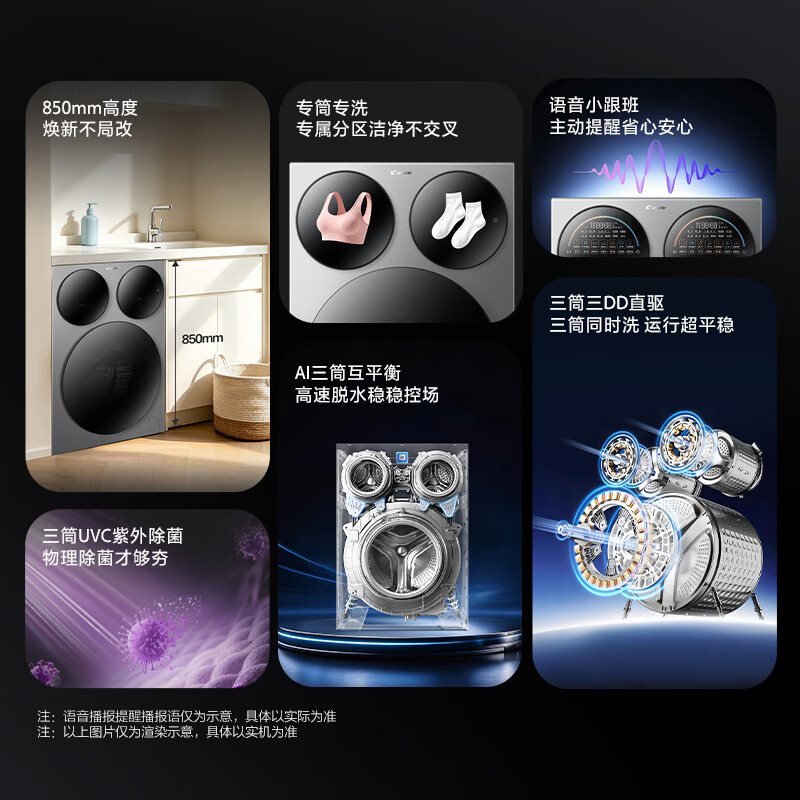 Leader Haier produces lazy three-cylinder washing machine Pro2.0 three-drying version, 14 kg large capacity, underwear washing, old-for-new, home appliance subsidy XQGL140-MHBE787SU1