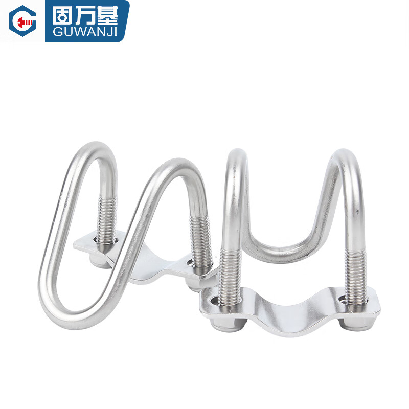 Guwanji 304 stainless steel double U-shaped screw buckle cross U-shaped bolt pipe clamp special-shaped hoop greenhouse pig husbandry M6x20x20 4 points card 4 points (1 piece)