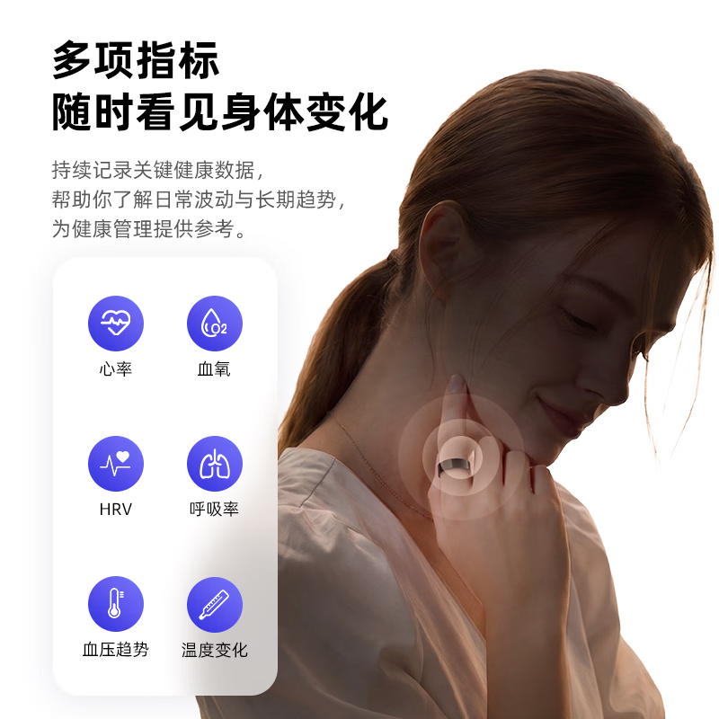 Sigring Smart Ring Health Sleep Monitoring AI Health Report Heart Rate/Blood Oxygen/Microcirculation/HRV Sleep Analysis Cardiovascular and Cerebrovascular Chronic Disease Management Black Ceramic No. 7