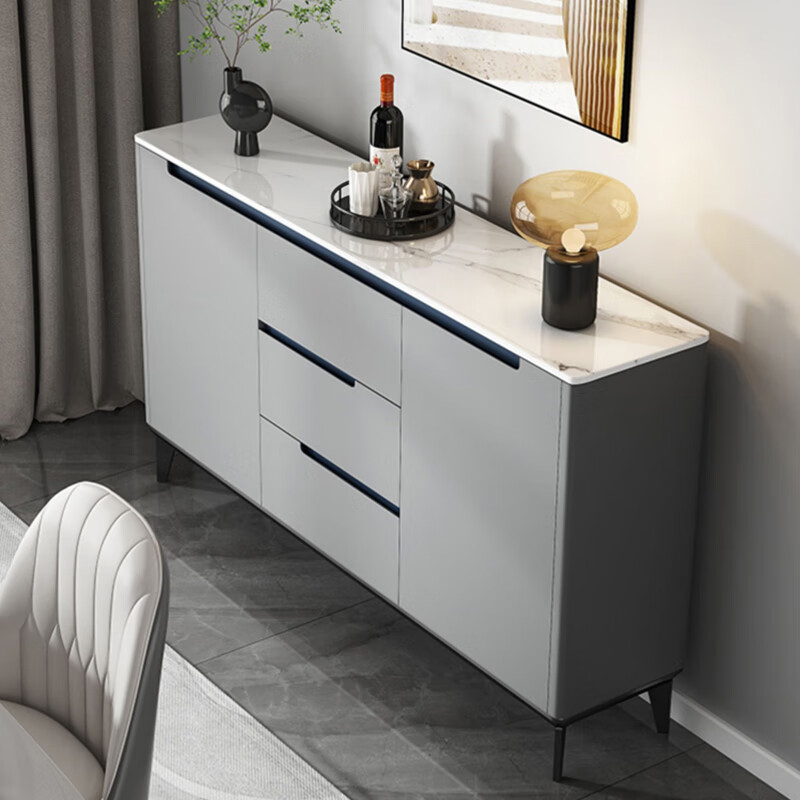 Faelli Italian slate dining table cabinet integrated wall cabinet storage cabinet modern simple entrance cabinet kitchen storage tea cabinet white cabinet + 12MM slate surface customized sideboard 100*30CM
