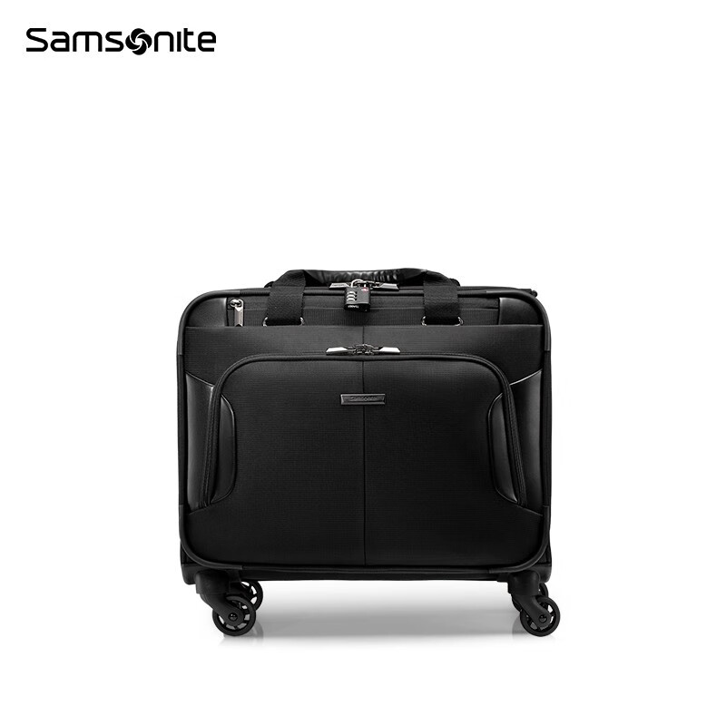 Samsonite Business Captain's Carry-on Case Business Travel Luggage Front Opening Soft Box Convenient Trolley Case BP0 15.6 inches Black