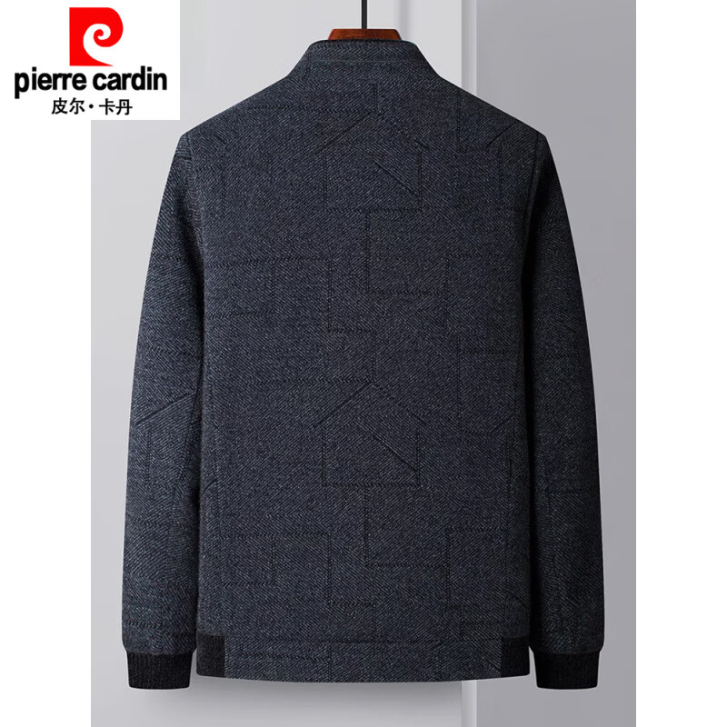 Pierre Cardin (Pierre Cardin) autumn and winter middle-aged and elderly men's woolen jackets thickened quilted warm cotton jackets dad's winter woolen jackets gray cotton style M 170