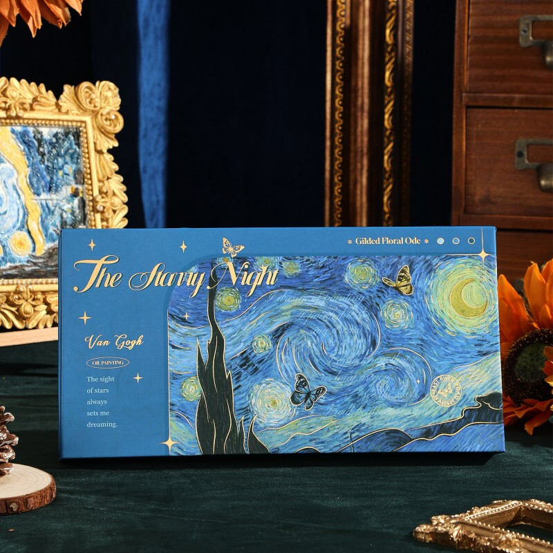 Jiamo retro oil painting bookmark gift box teacher thank you gift high-end exquisite metal vase bookmark high-value Van Gogh cultural and creative souvenirs Teacher's Day practical back-to-school gift for teachers
