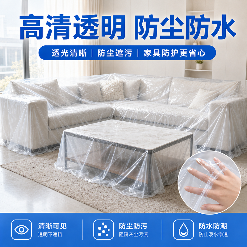 Mingyu decoration covering with thickened transparent furniture waterproof universal cover cloth insulation window sealing agricultural film custom-made ultra-thin 2.5 wire 0.025mm wide 4 meters 4mx4m