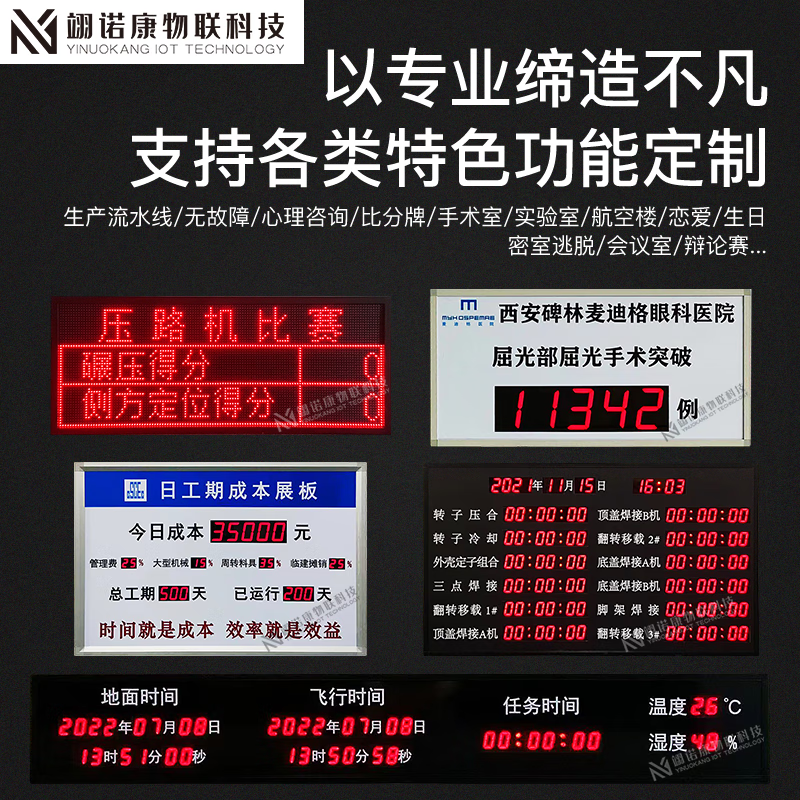 Customized hospital operating room timing board anesthesia time automatic counter LED temperature and humidity clock electronic signage style reference 1 50*30CM