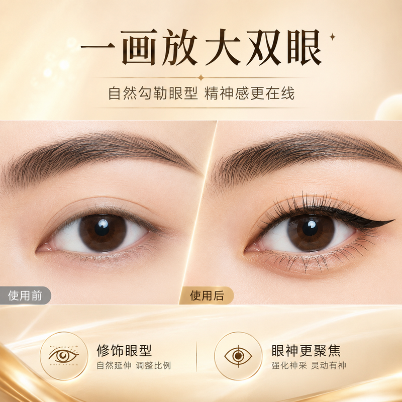 Qiaran Japanese sketch eyeliner gel pen is water-proof, sweat-proof and smudge-proof, suitable for beginners, long-lasting, quick-drying and does not fade, classic and versatile, matte black 2 pieces (comes with a pencil sharpener)