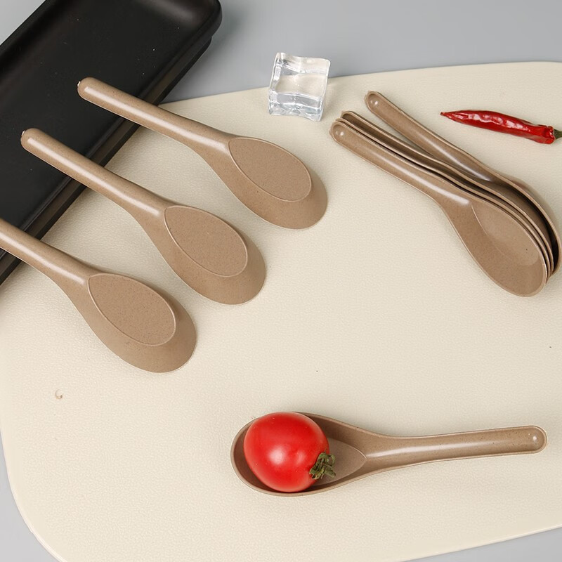 Fu Guan Disposable Bowl Tableware Set Biodegradable Bowl Lunch Box Cutlery Cup Spoon Independent Rice Husk Thickened Lunch Box Rice Husk Original Color Spoon 50 Pairs Bulk