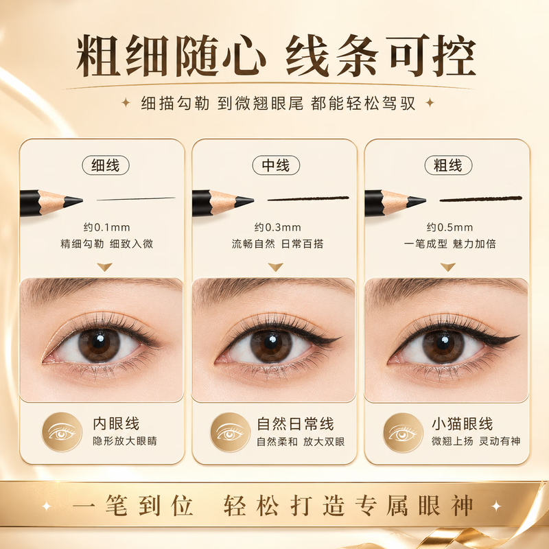 Qiaran Japanese sketch eyeliner gel pen is water-proof, sweat-proof and smudge-proof, suitable for beginners, long-lasting, quick-drying and does not fade, classic and versatile, matte black 2 pieces (comes with a pencil sharpener)