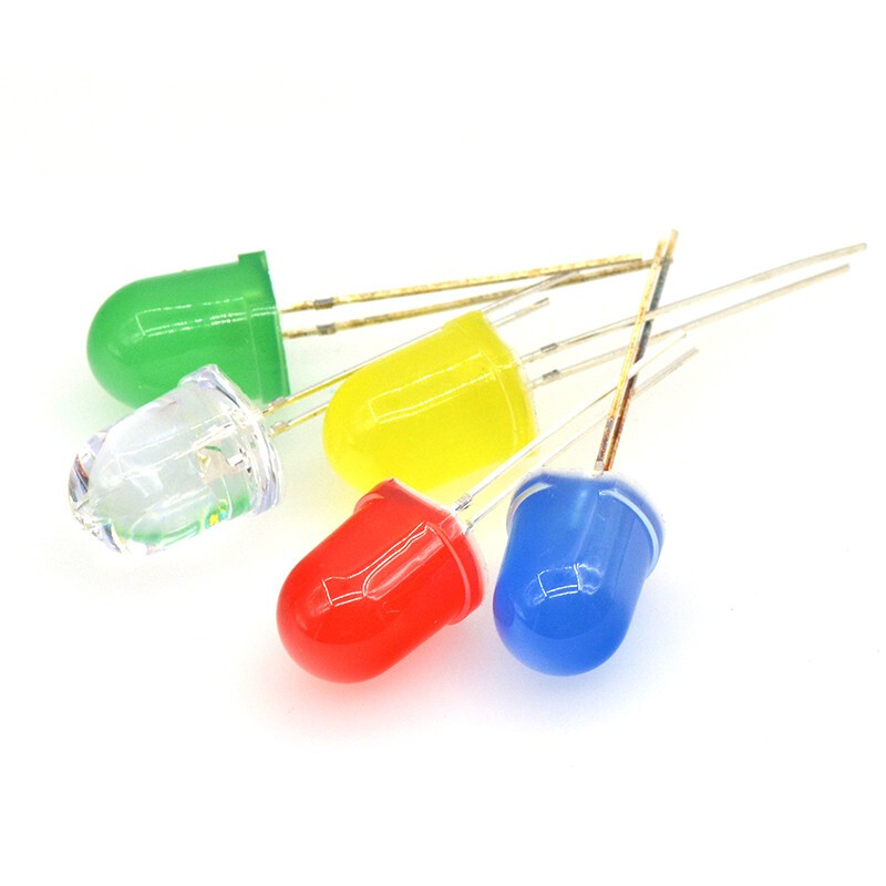 TaoTimeClub 10MM/F10 round head LED light, light-emitting diode light, ultra-bright light-emitting tube, lamp beads, 10mm white-emitting blue light (10 pcs)