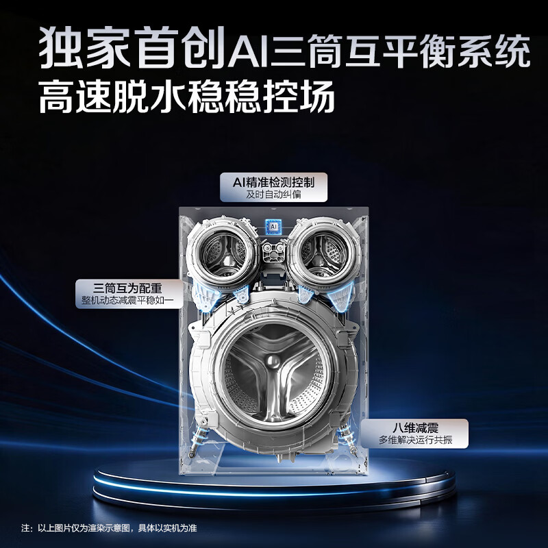 Leader Haier produces lazy three-cylinder washing machine Pro2.0 three-drying version, 14 kg large capacity, underwear washing, old-for-new, home appliance subsidy XQGL140-MHBE787SU1