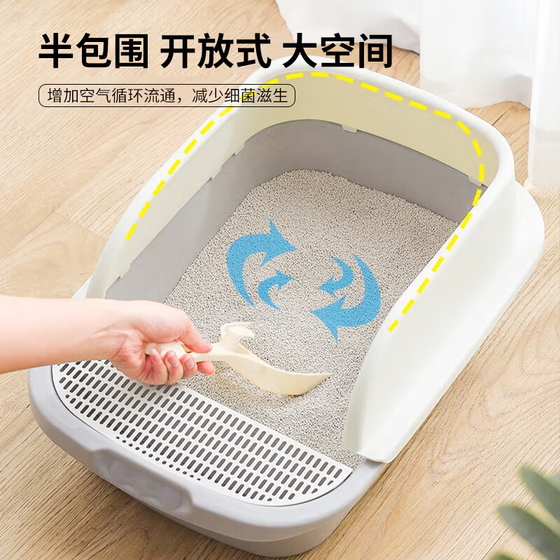 Wang Yejun anti-splash cat litter box semi-closed top-in cat toilet cat litter box cat litter scoop cat litter box large with cartoon cat litter mat