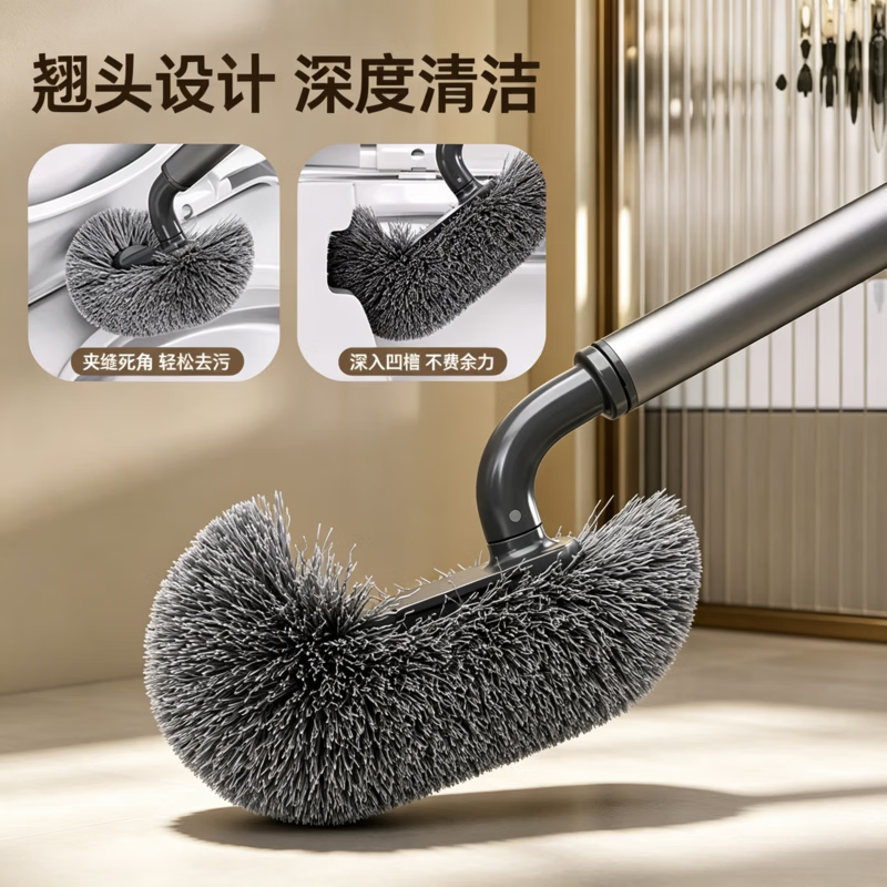 JCZS Toilet Brush Suction Cup 2026 Style Home Cleaning No Dead Angle Wall-mounted No-Punch Bathroom Gun Ash*1 Suction Cup Does Not Hurt the Wall/No Dead Angle Brush Head