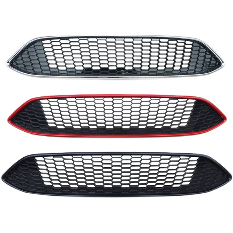 Litian is suitable for retrofitting CTCC honeycomb bright black paint grille on 15/17/18 new Focus hatchback and sedan, honeycomb red frame model, new Focus, Ford Focus-sedan
