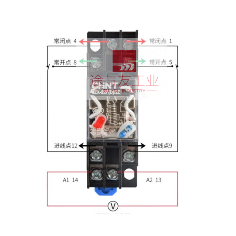 Intermediate relay small JZX-22F(D)/4Z 14 pins (individual relay) AC AC24V