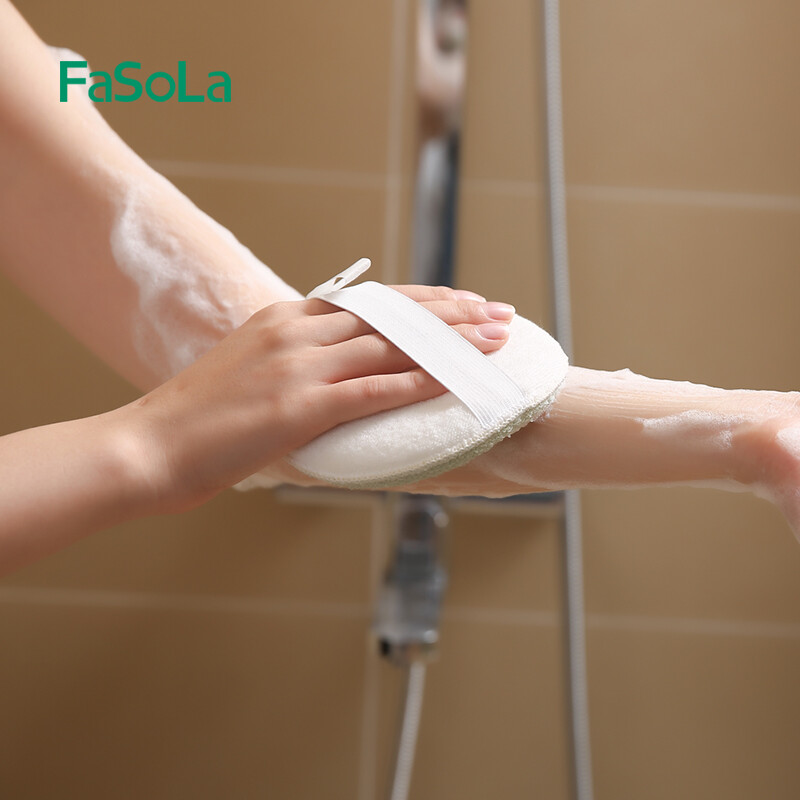 Japanese Fasola bath wipes, five-finger bath towels, back-pull strips, long bath sponges, white five-finger bath gloves (one pair)
