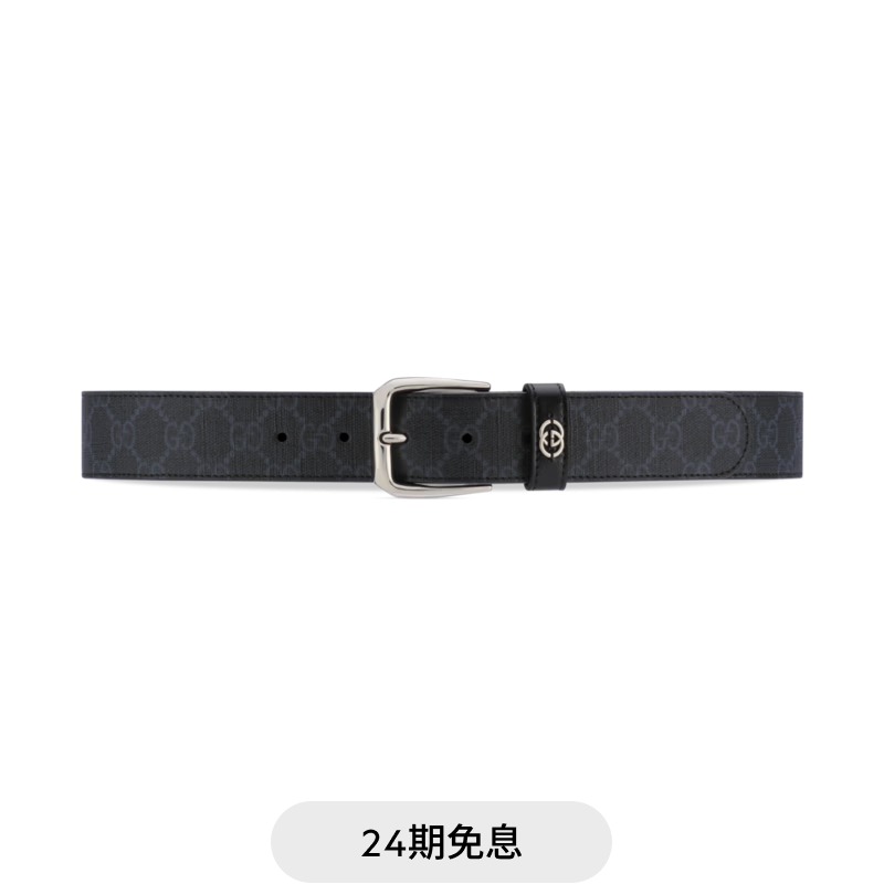 GUCCI Gucci interlocking double G detail belt 3.5cm wide black 95cm