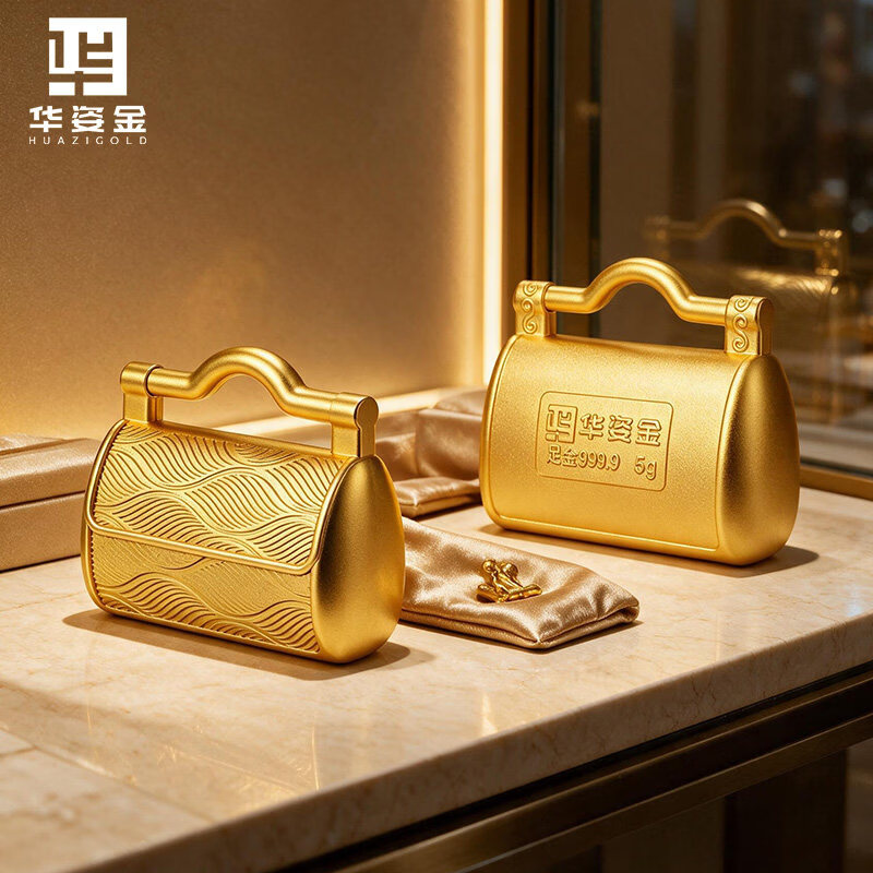 Huazi Gold Pure Gold 9999 Gold Nugget Small Gold Bag Investment Collection Gift for Girlfriend Small Gold Bag 5g