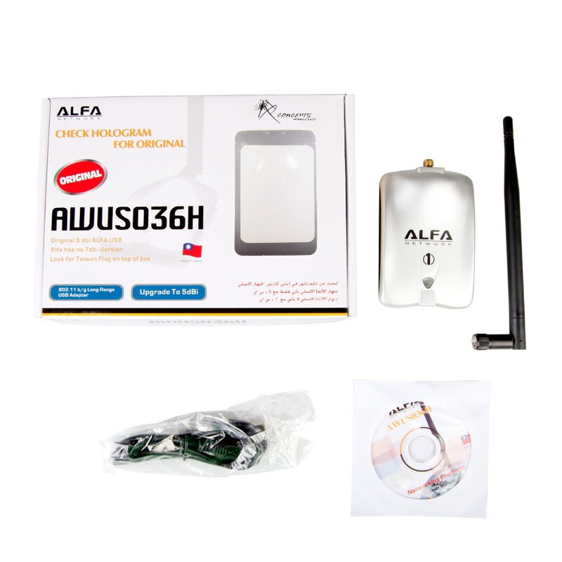Rtl8187 ALFA AWUS036H kali cdlinux driver-free USB wireless penetration network card silver with packaging